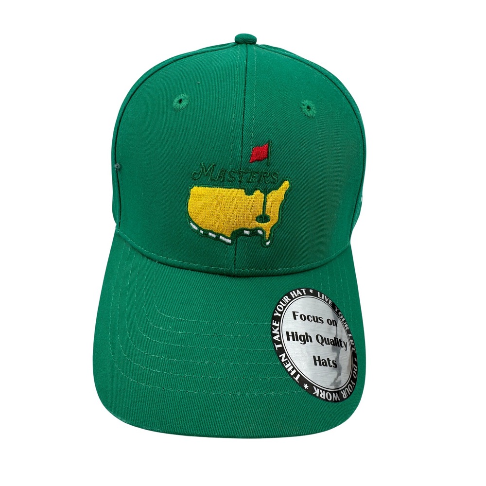 Masters Golf Hat Men OS Green Embroidered Logo Snapback Baseball Cap Tournament